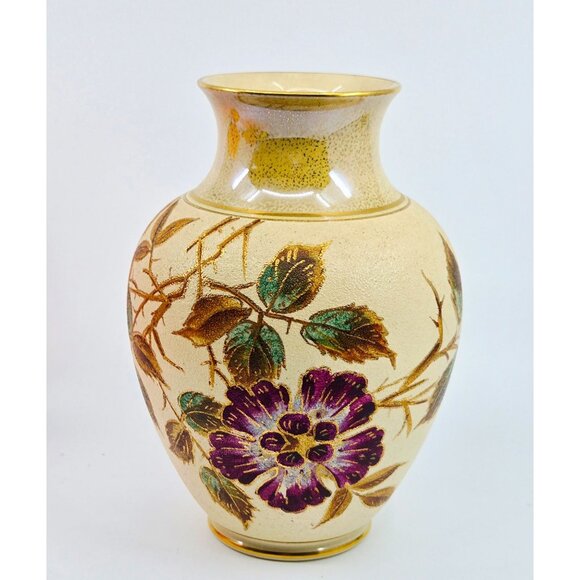 Antique 1880s Taylor Tunnicliffe hand-Painted Floral Pottery Vase With Gold Acce - Picture 1 of 9